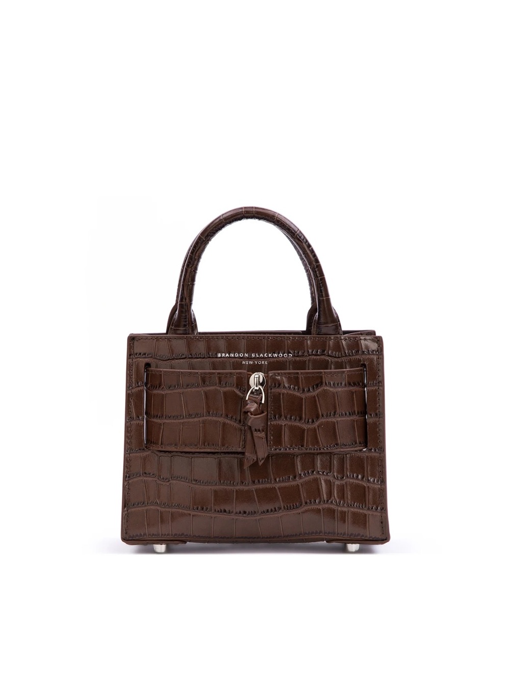 Brandon Blackwood Dark Brown Croc-Embossed Mini Tote